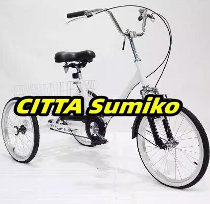 お見逃しなく!20インチ 折り畳み式 三輪自転車 高齢者用 リ座席高さ調節可能 大人用 3輪自転車 ホワイト 124拍卖