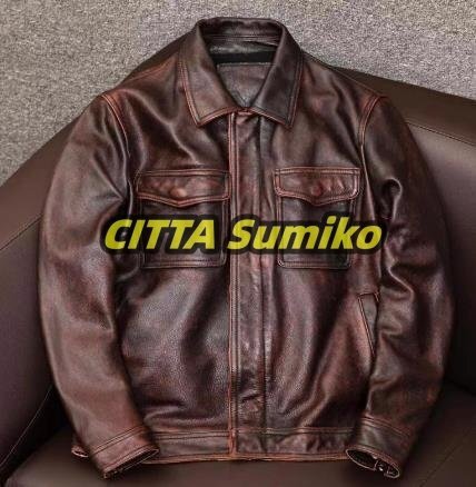 スタイル シンプルな大人の逸品 立ち襟■上質な牛革 本革 レザー ジャケット ライダース カジュアル 革ジャン拍卖