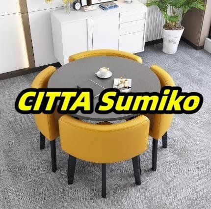 5点セット セット 丸テーブルと椅子 テーブルと椅子の組み合わせ 会議テーブル 未使用 商談 役員応接 多機能拍卖