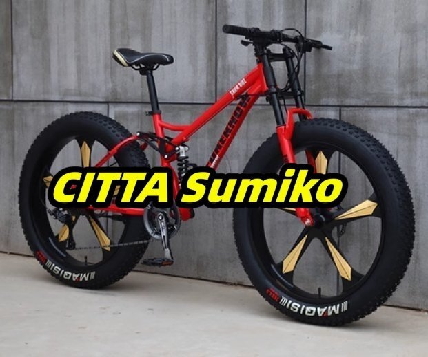 強くお勧め マウンテンバイク 26インチファットタイヤハードテイル 7速 デュアルサスペンションフレームとサスペンションフォーク F1547拍卖