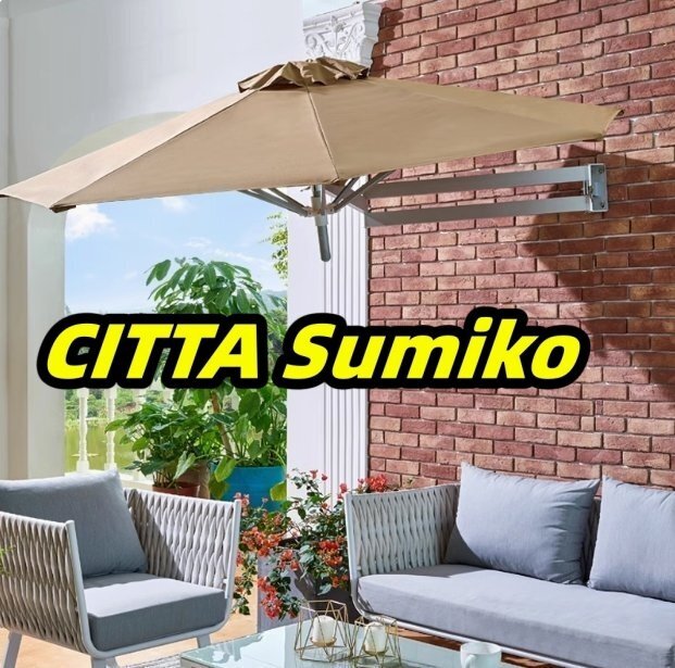 2.5m円形、壁掛け、折りたたみ式、ガーデン傘、角度調整可能、アルミニウム合金、裏庭の屋外、庭、テラスに適しています拍卖