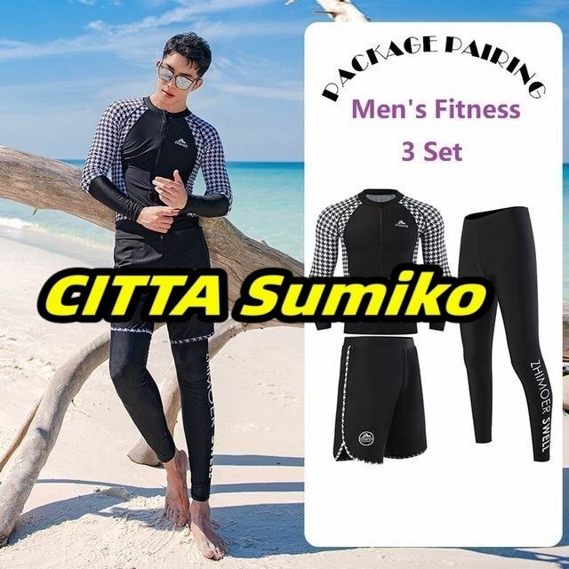 メンズ水着 フィットネス水着 セパレート水着 サーフフィットネス水着 上下セット スイミング スポーツ 体系カバー ジム サイズXL拍卖