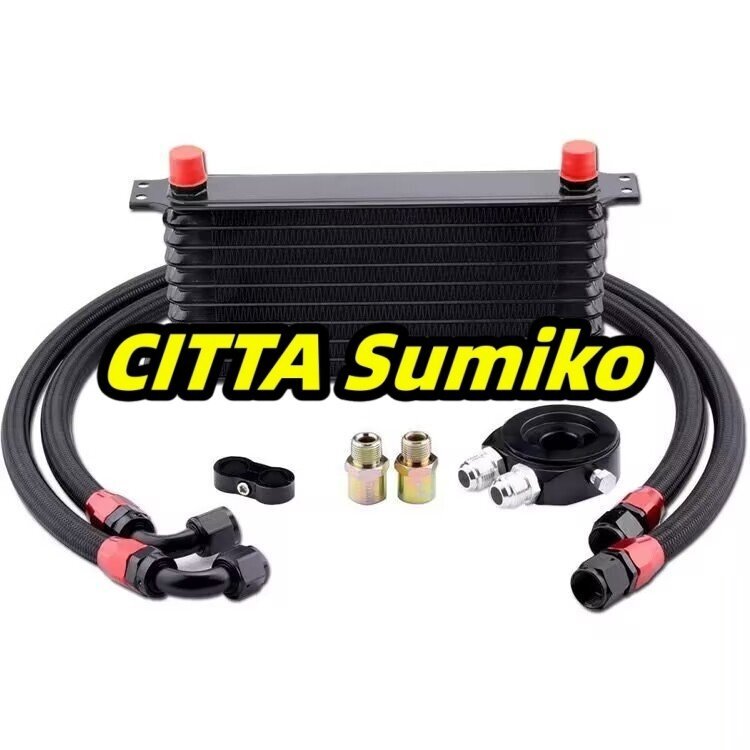 邪悪なエネルギー 10Row AN10 エンジンオイルクーラーキット + オイルフィルタークーラーサンドイッチ + スイベルオ拍卖