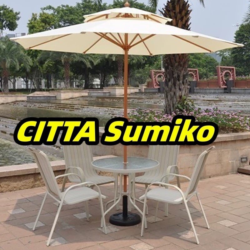 人気推薦 ガーデン パラソル ベージュサンシェードマーケットアンブレラ パラソルUV 50+ 木目調デザインのアルミポール 2.7m F929拍卖