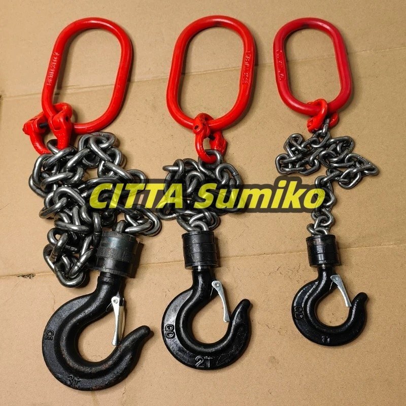運搬作業用に チェーンスリング スリングフックタイプ G80マンガン鋼製 使用荷重1t 1本吊り ェーン径6mm 長さ4m拍卖