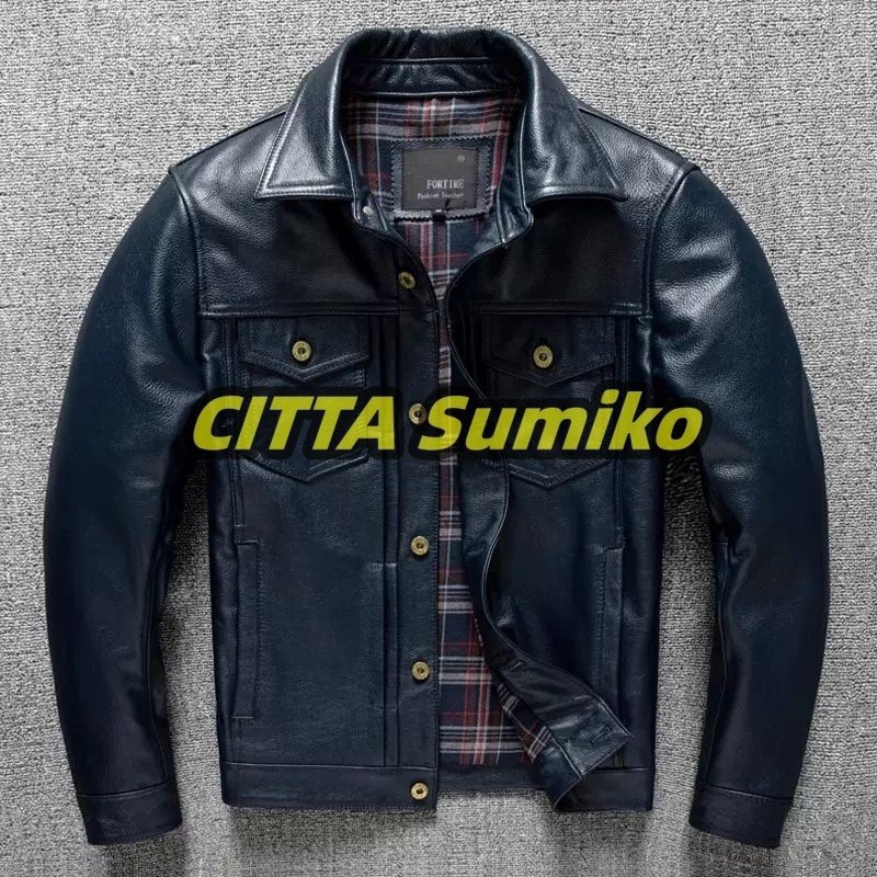 レザージャケット 牛革 シングルライダース 本革 革ジャン カウハイド カーコート バイクジャケット メンズファッション S~5XL拍卖