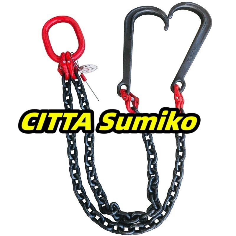 トレーラーフック Jタイプ フックチェーン 2本セット 牽引フック 牽引チェーン レッカー車 積載車 使用荷重4t 長さ1m拍卖