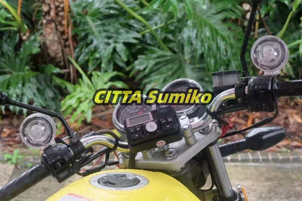 Bluetooth 防水オートバイ オーディオMP3サウンドプレーヤー USB SD FM 時計内蔵マイクリング拍卖