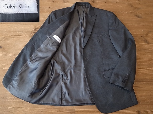 美品 Calvin Klein カルバンクライン オールシーズン グレー 2釦 テーラード ジャケット ブレザー アメリカ古着 サイズ 40S L 相当拍卖