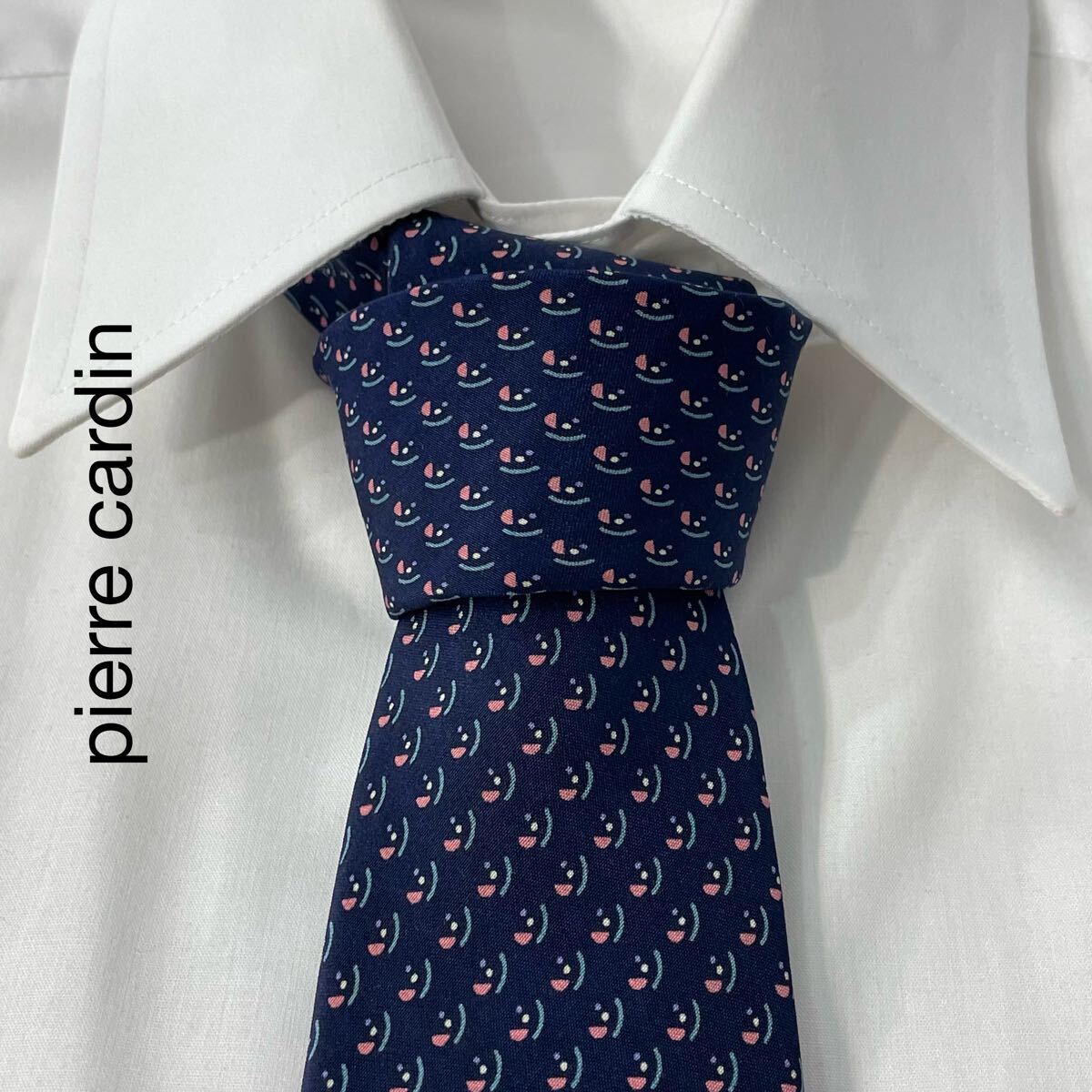 pierre cardin ピエールカルダン パターン柄 シルク ネクタイ ネイビー TG970拍卖