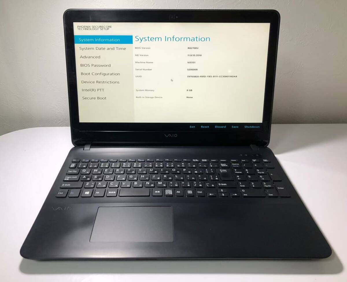 VAIO S15 Core i7 -6世代 メモリ4GB ジャンク品 部品取りにどうぞ。拍卖