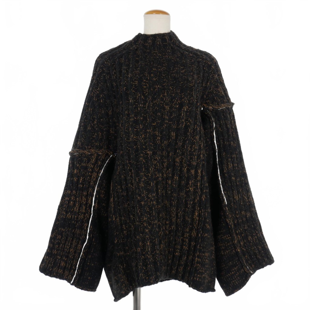 未使用品 メゾンマルジェラ Maison Margiela 22AW リブ ニット セーター アシンメトリー S 黒 ブラック S62GP0069 S18078 002F 国内正規拍卖