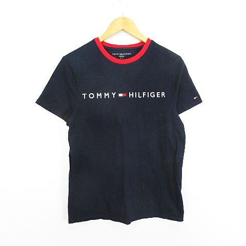 トミーヒルフィガー TOMMY HILFIGER Tシャツ カットソー 半袖 クルーネック ロゴ コットン S ネイビー ※EKM メンズ拍卖