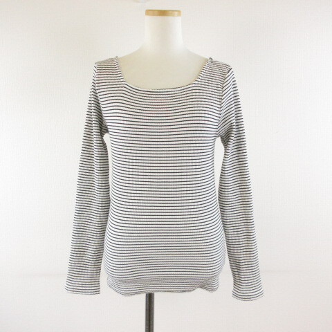 ローリーズファーム LOWRYS FARM カットソー 長袖 ボーダー 白 黒 F *T707 レディース拍卖