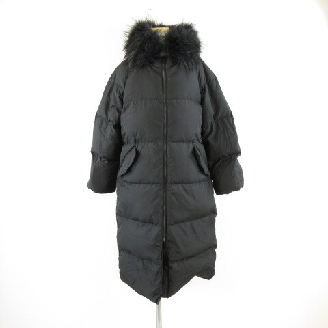 8 Seconds ダウンコート ロング 長袖 黒 ファー XS *A327 レディース拍卖