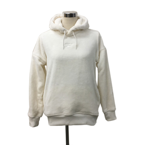 リーボック Reebok パーカー フーディー カットソー プルオーバー フリース 刺繍 ロゴ 長袖 S 白 ホワイト レディース拍卖