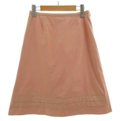 green label relaxing ユナイテッドアローズ スカート 台形 裾ティアード ミディ丈 半光沢 コットン混 ピンクベージュ 38 レディース拍卖