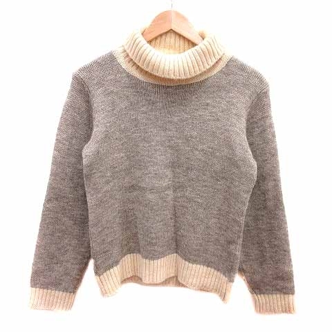 ビームスライツ BEAMS Lights ニット セーター タートルネック 長袖 ウール S グレー アイボリー 白 ホワイト /YK レディース拍卖