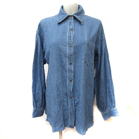 ヘザー Heather シャツ ブラウス デニム 長袖 F 紺 ネイビー /YI レディース拍卖
