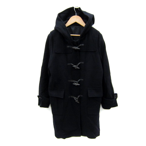 アナイ ANAYI ダッフルコート ロング丈 フード付き 無地 38 M 紺 ネイビー /SY3 レディース拍卖