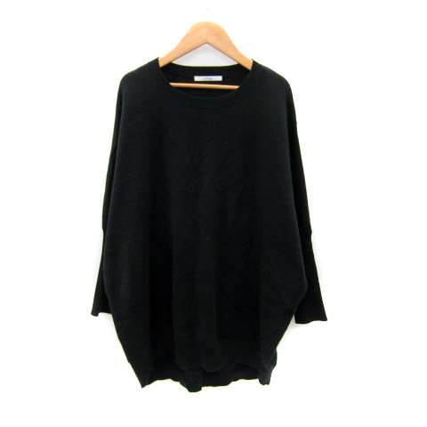 ジャーナルスタンダード レリューム ニットチュニック 長袖 ドルマンスリーブ ラウンドネック オーバーサイズ F ブラック レディース拍卖