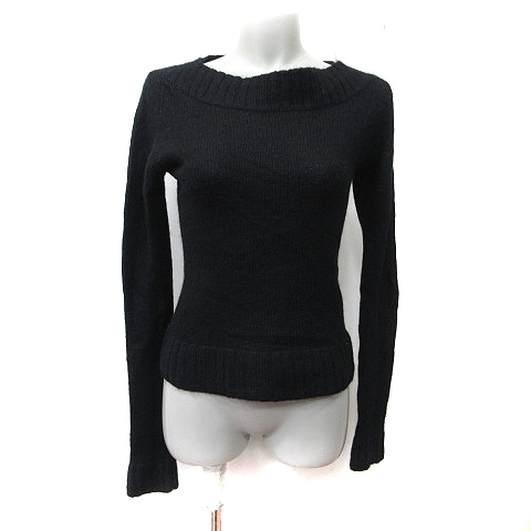 インディヴィ INDIVI ニット セーター 長袖 アンゴラ混 モヘヤ混 38 M 黒 ブラック /YI レディース拍卖