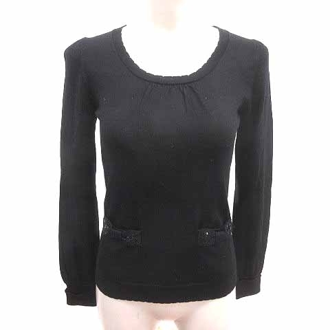 ペイトンプレイス PEYTON PLACE ニット カットソー 長袖 ウール M 黒 ブラック /YK レディース拍卖