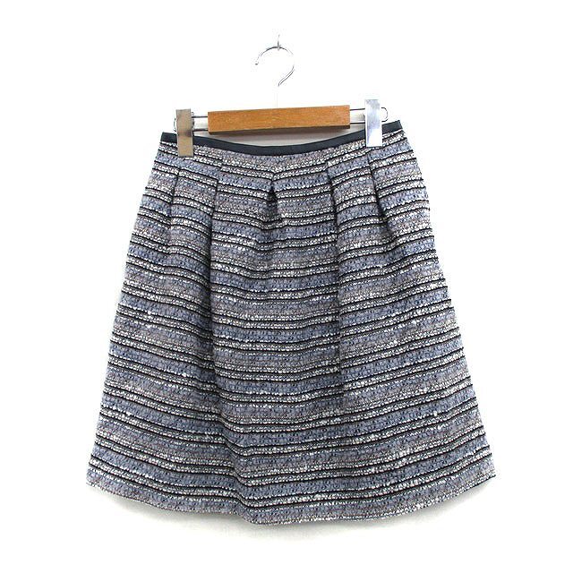 スピック&スパン Spick&Span 台形 スカート ミニ ギャザー ウール混 ツイード 36 パープル 紫 /KT40 レディース拍卖