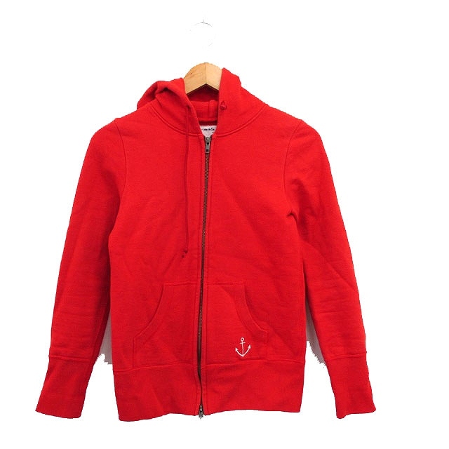 ST-MALO パーカー ジップアップ コットン シンプル 1 レッド 赤 /KT16 レディース拍卖