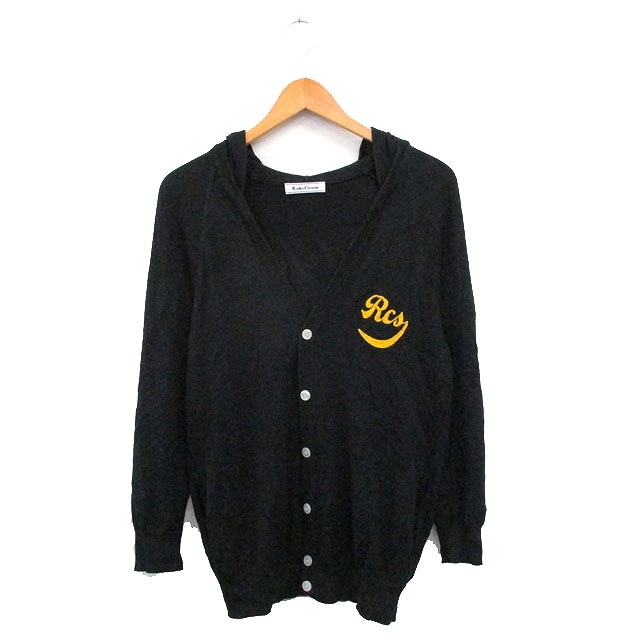 ロデオクラウンズ Rodeo Crowns カーディガン 長袖 フード Vネック 文字 F ブラック 黒 /KT5 レディース拍卖