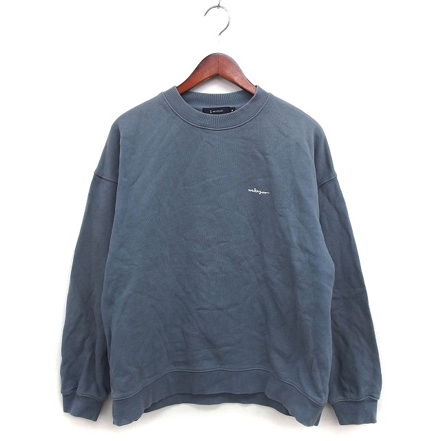 レイジブルー RAGEBLUE トレーナー スウェット リブ ワイド プリント コットン 綿 クルーネック 長袖 M ブルーグレー /NT9 メンズ拍卖