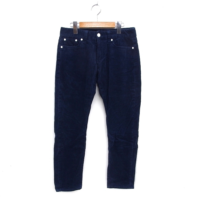アズールバイマウジー AZUL by moussy コーデュロイ ストレート パンツ コットン 綿 ジップフライ S 紺 ネイビー /NT30 レディース拍卖