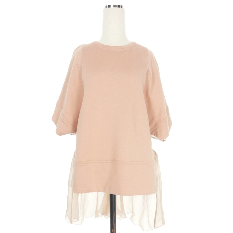 ヌメロヴェントゥーノ N°21 ブラウス切替 カットソー レース 半袖 36 ピンク 18S-E021-4171 レディース拍卖