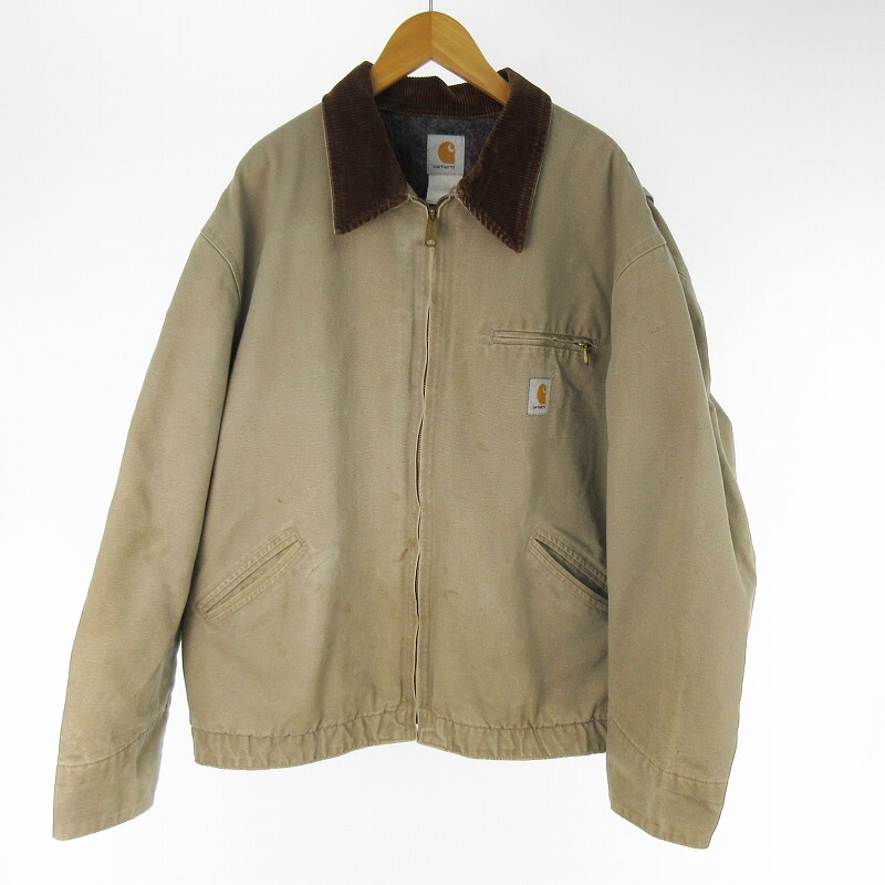 カーハート carhartt 90’s USA製 ダック デトロイトジャケット DETROIT JACKET ダック地 ワークジャケット コーデュロイ ベージュブラウン拍卖