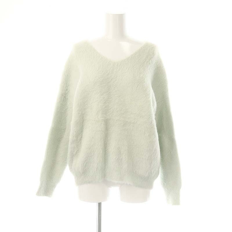 アンタイトル UNTITLED シャギーニット Vネック セーター 長袖 2 ライトミントグリーン /MI ■OS レディース拍卖