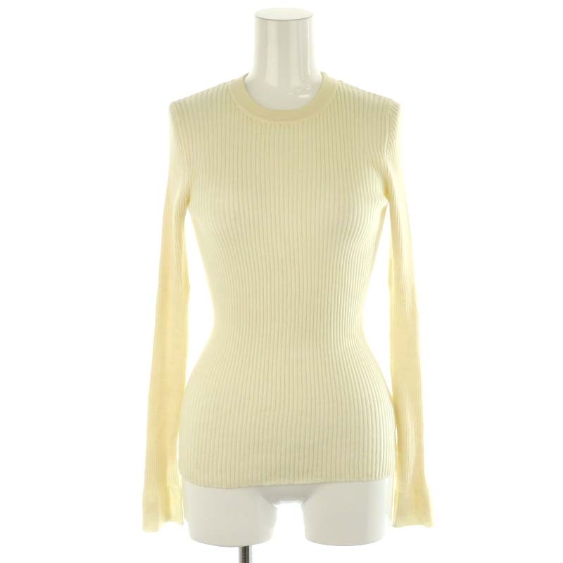 エストネーション ESTNATION リブクルーネックニット カットソー 長袖 ウール 38 アイボリー /MI ■OS ■SH レディース拍卖