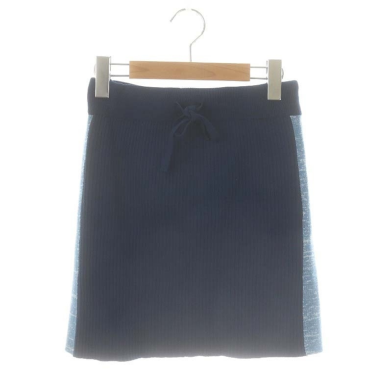 スライ SLY KNIT TRACK SIDE LINE ショートスカート ニット タイト ミニ 紺 ネイビー F 030GAZ71-3930 /HK ■OS ■SH レディース拍卖