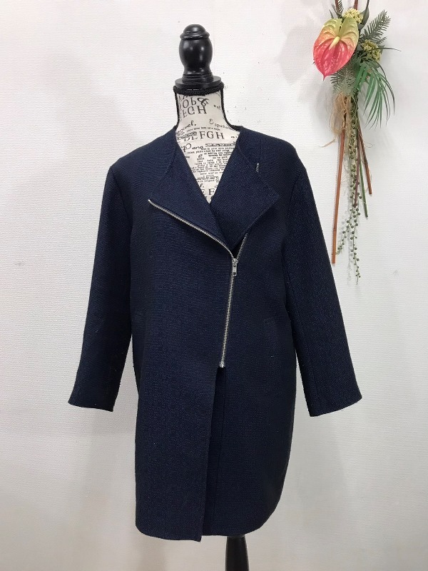 3339 【 BEAUTY & YOUTH UNITED ARROWS 】 ノーカラージャケット サイズ:M 色:ネイビー拍卖