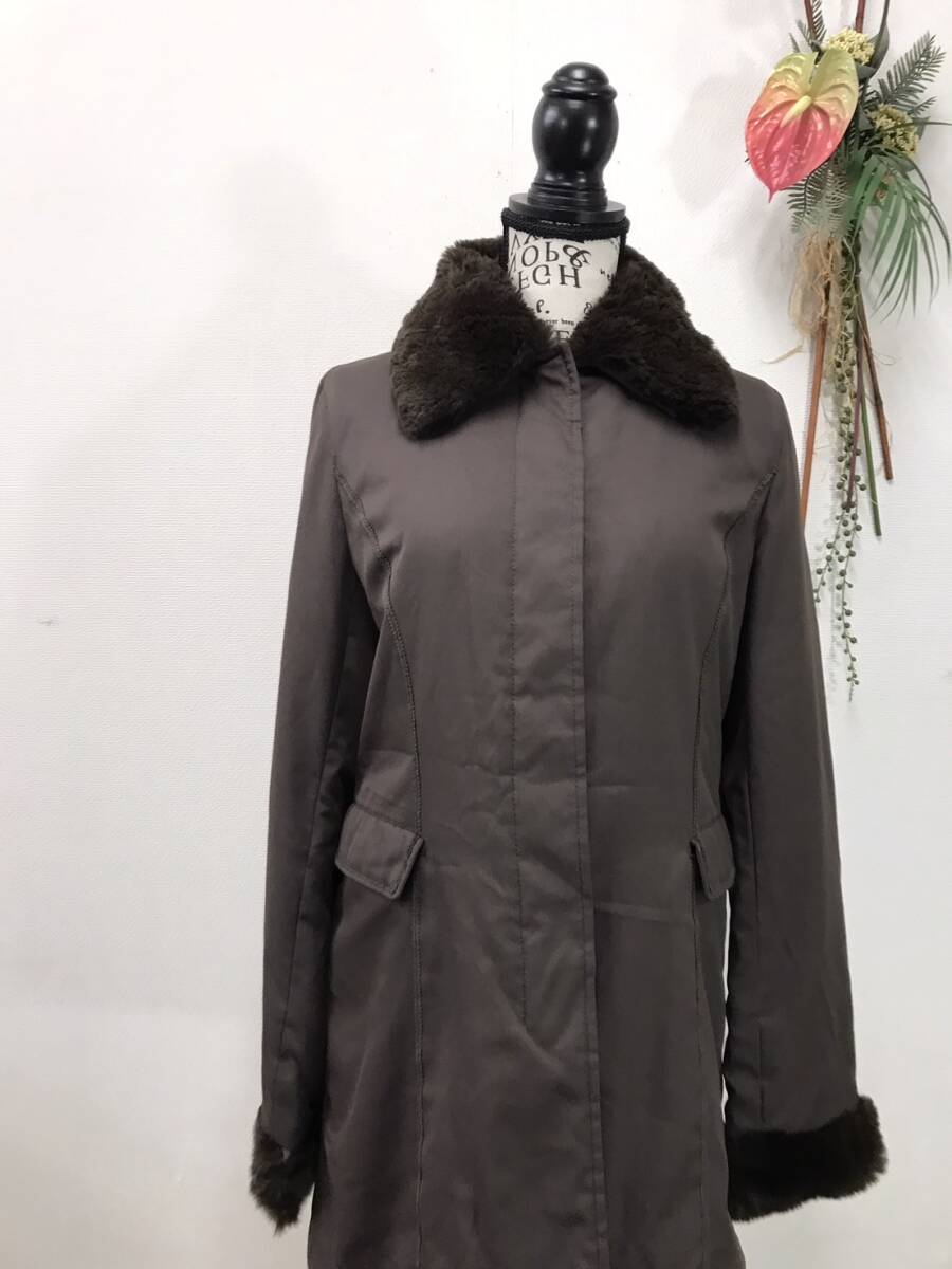 3354 【 SONIA SONIA RYKIEL オンワード 】スペアカラー・カフス:ラビット コート サイズ:40 色:ブラウン拍卖