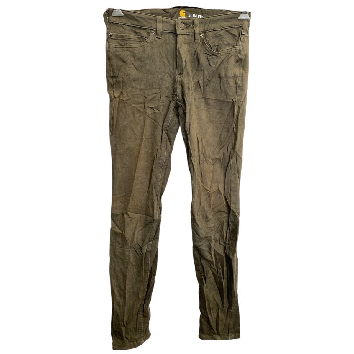 Carhartt ロングパンツ W30 カーハート レディース スリムフィット オリーブ系 古着卸 アメリカ仕入 2501-189拍卖