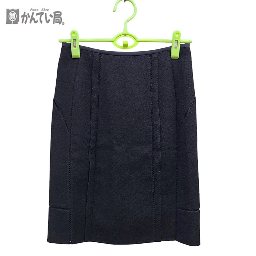 LOUIS VUITTON ルイヴィトン ウールスカート タイト サイズ36 ブラック 黒 表地:ウール80% モヘヤ20% シンプル ※ほつれ有り拍卖