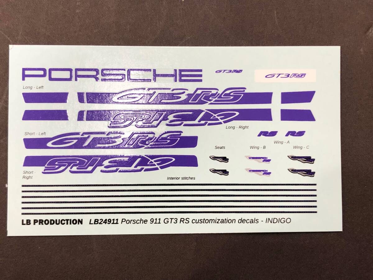 LB Production 1/24 タミヤ ポルシェ911GT RS(991)用 カスタムデカール インディゴ色拍卖