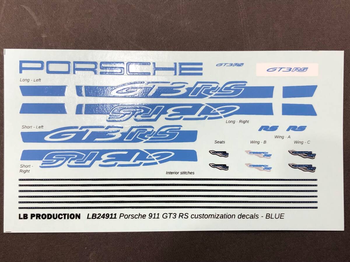 LB Production 1/24 タミヤ ポルシェ911GT RS(991)用 カスタムデカール ブルー色拍卖