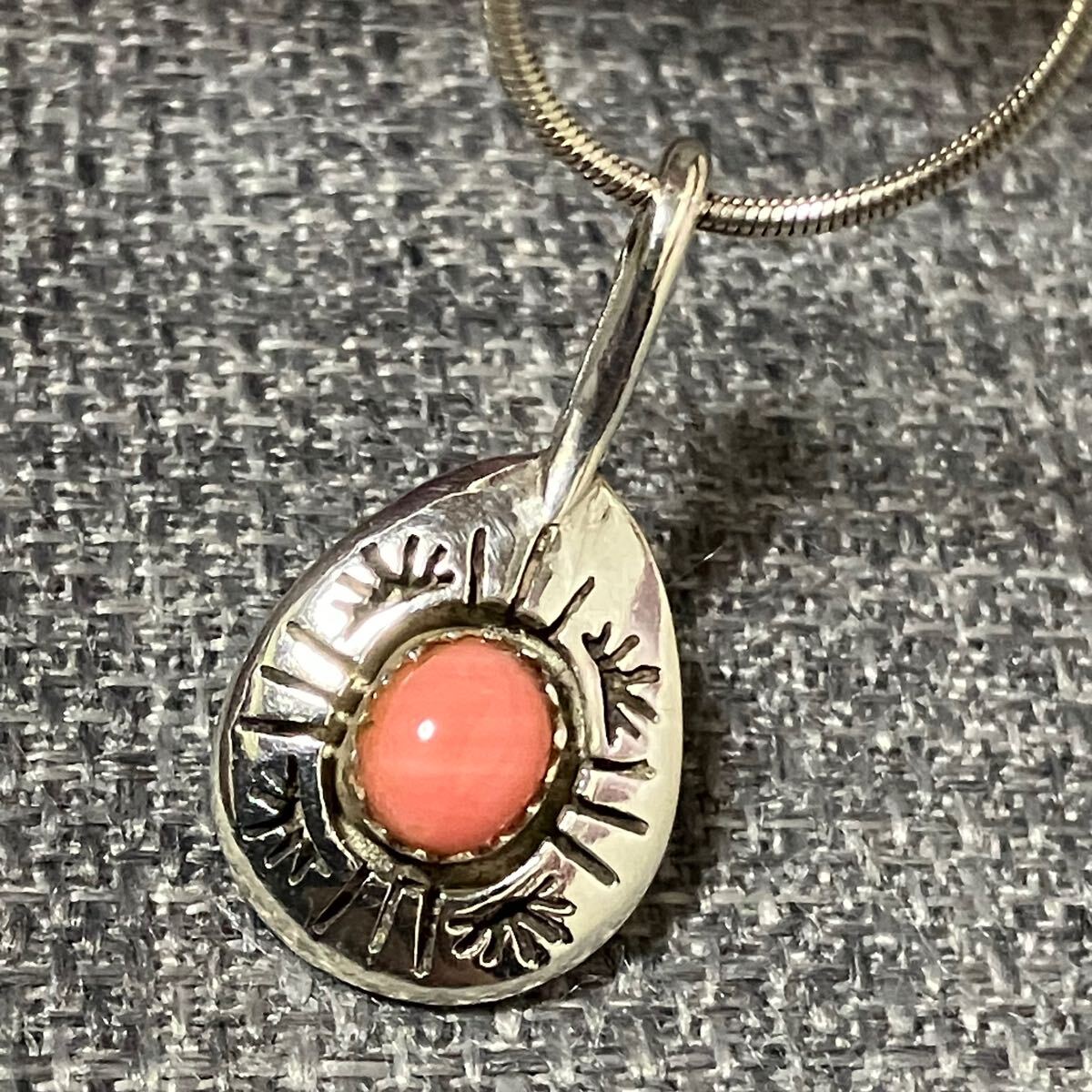 【m】シルバー925 珊瑚 ネックレス ピンク silver コーラル拍卖