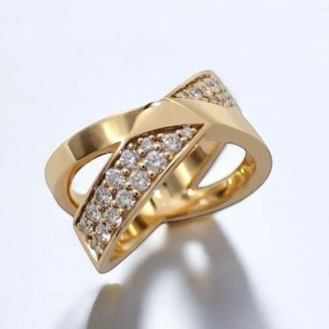 箱付き Tiffany & co. ティファニー アトラスX リング 指輪 9号 ダイヤ ダイヤモンド 0.51ct ワイド 750 K18YG イエローゴールド 2375拍卖