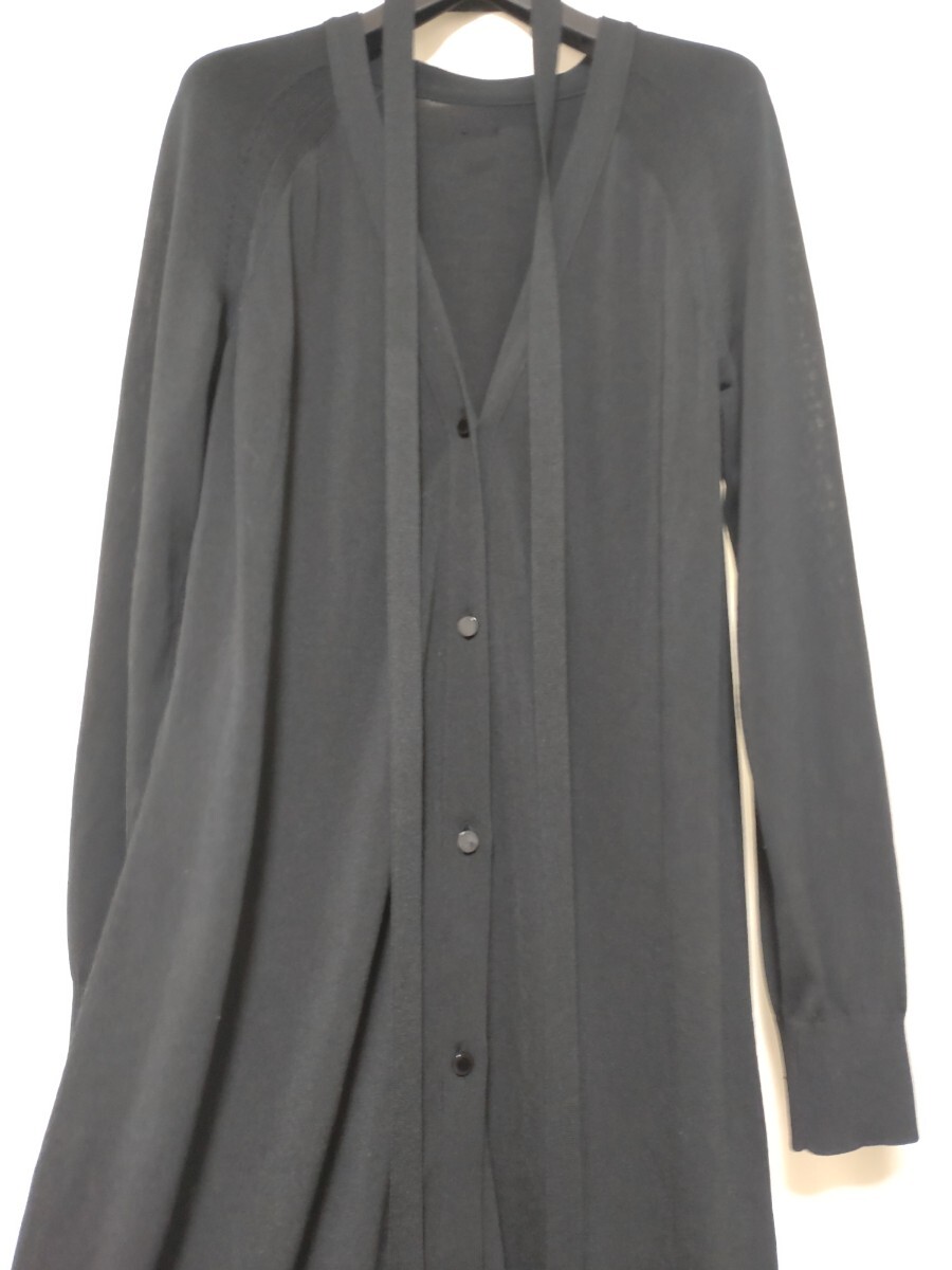 【試着のみ】レオナール ロングカーディガン ブラック ゆったり40拍卖