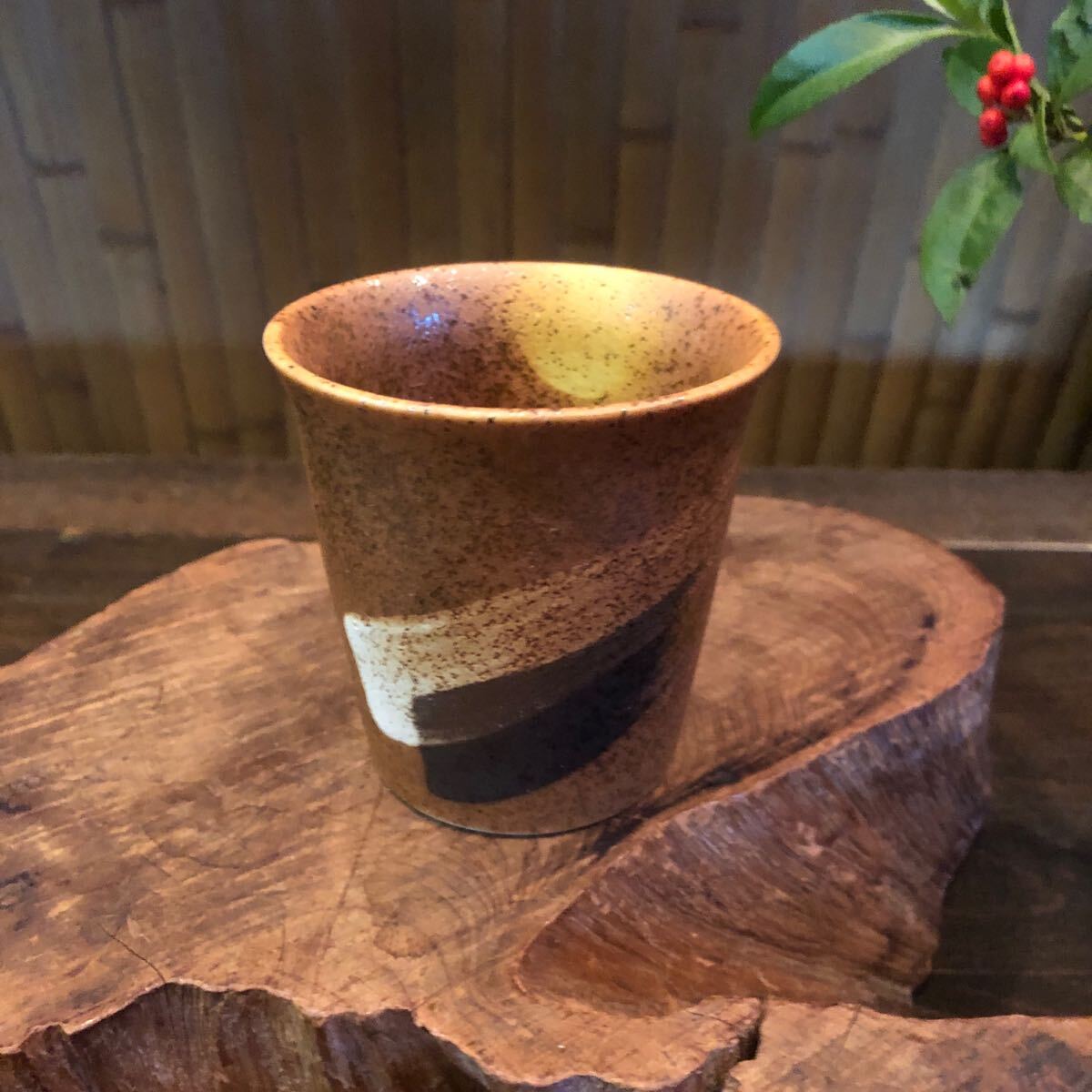 刷毛目 宗傳唐茶色 ぐい呑 碗★晩酌 膳 カップ 風雅 タンブラー 古民家 粋 レトロ 風流 ナチュラル 風情 数奇 傾奇者 侘び寂び 和樂 酒器拍卖