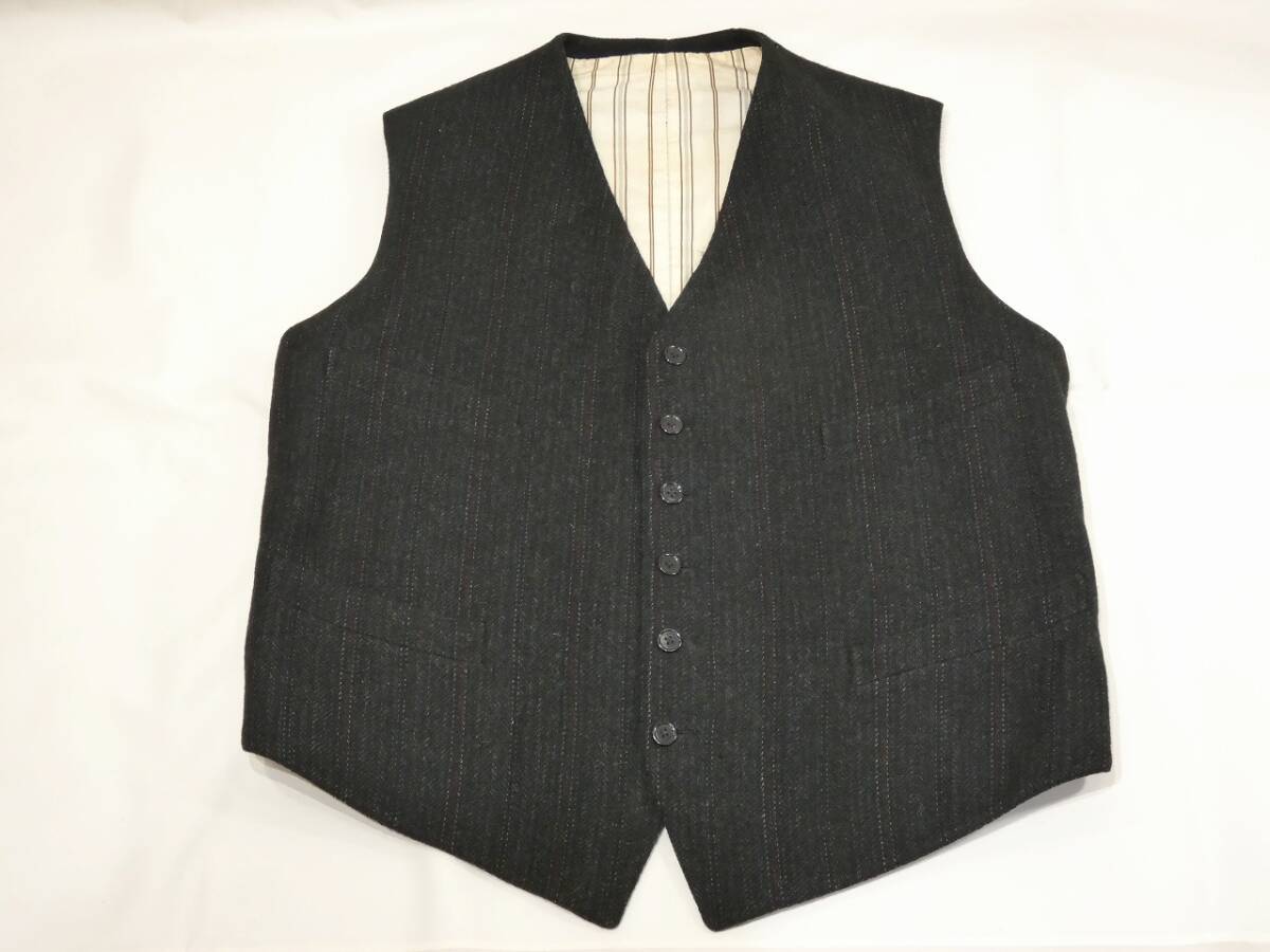 希少サイズ 1900s 1910s 10s ビンテージ アンティーク J&H ELLIS 3ピース ツイード Aライン スーツ ベスト追加画像 拍卖