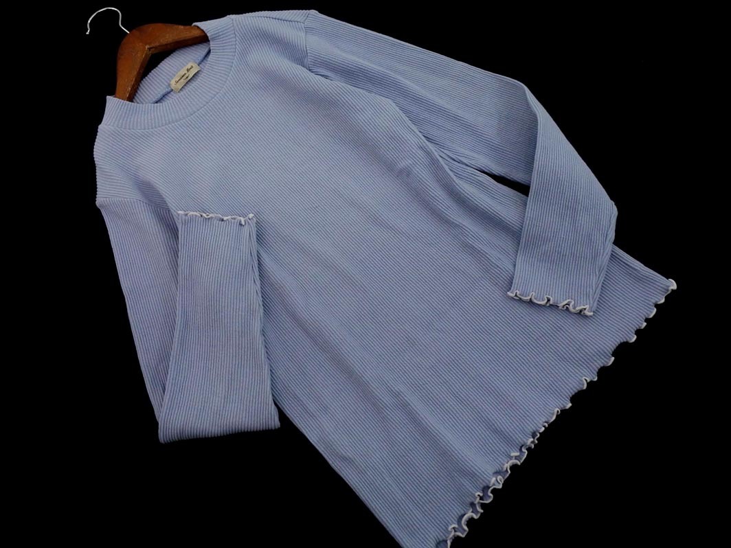 SM2 サマンサモスモス モックネック フリルリブ カットソー sizeF/ブルー ◇■ ☆ fac0 レディース拍卖