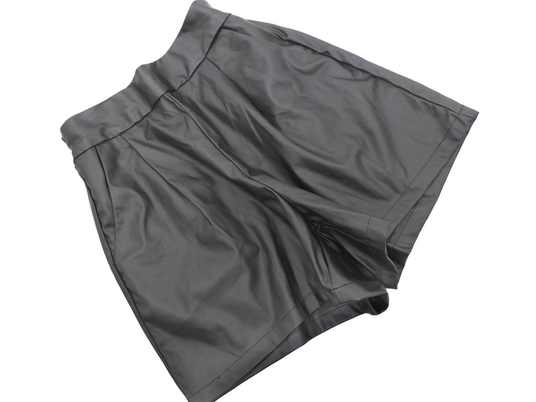 新品 AS KNOW AS アズノゥアズ プラス フェイクレザー ショート パンツ sizeF/黒 ◇■ ☆ fac1 レディース拍卖